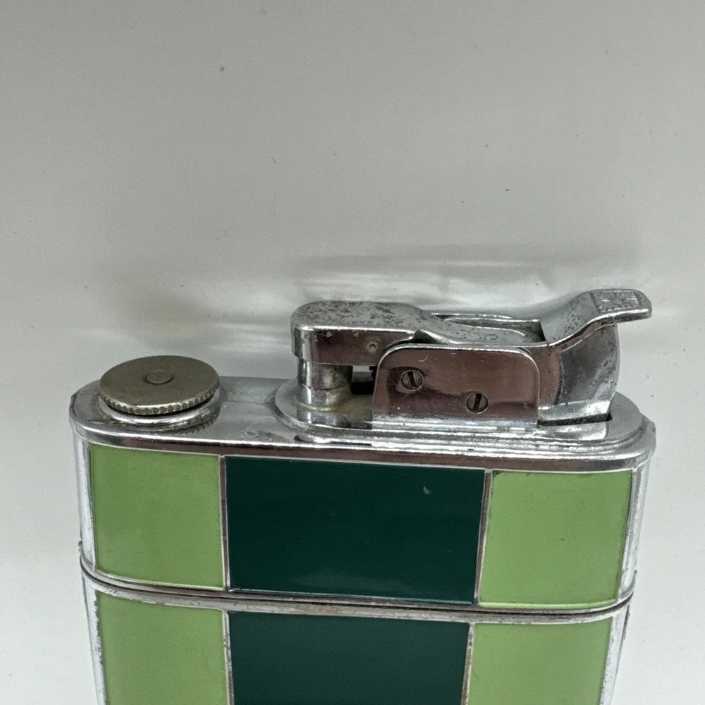 Art Deco Evans Cigarette Case Lighter Combo Green Enamel Trig-A-Lite